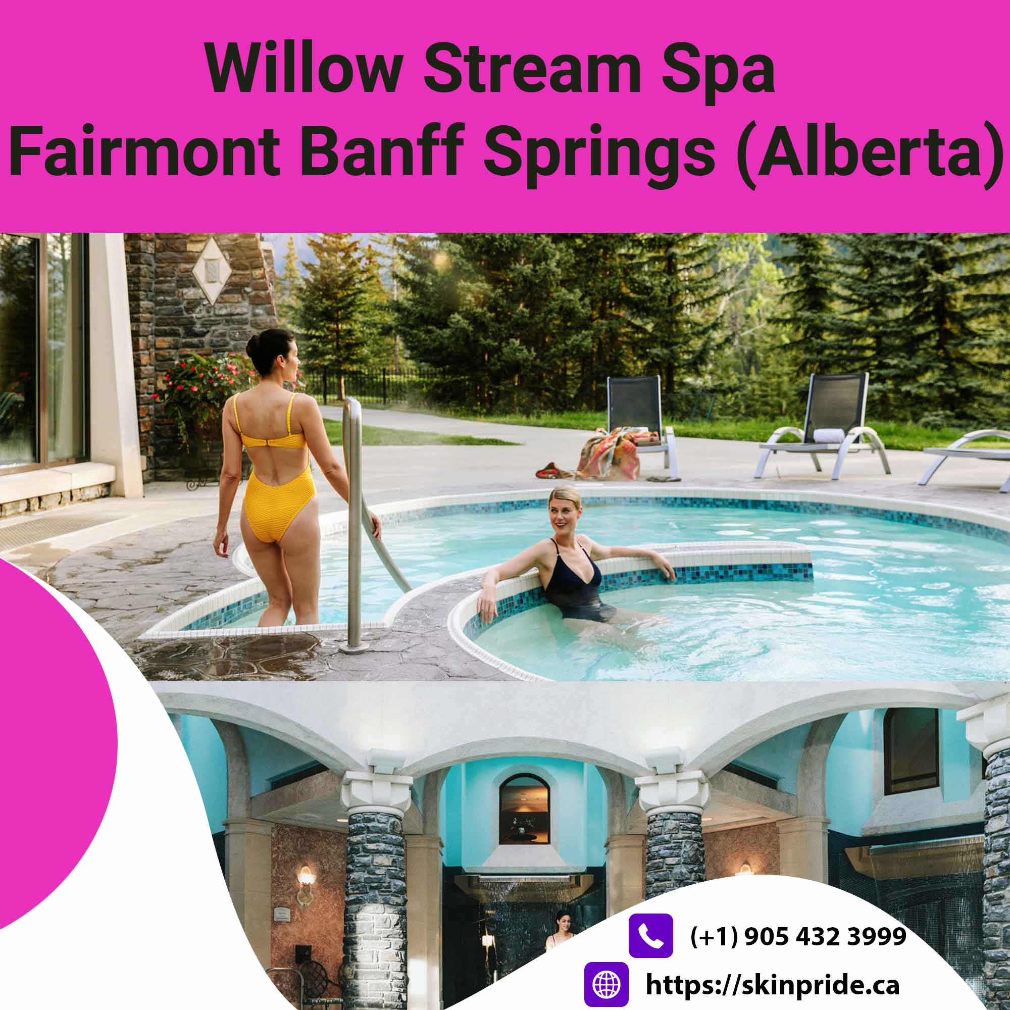 Luxurious Willow Stream Spa at Fairmont Banff Springs, with mountain views, mineral pools, and nature-inspired treatments, providing a serene escape in the Canadian Rockies.