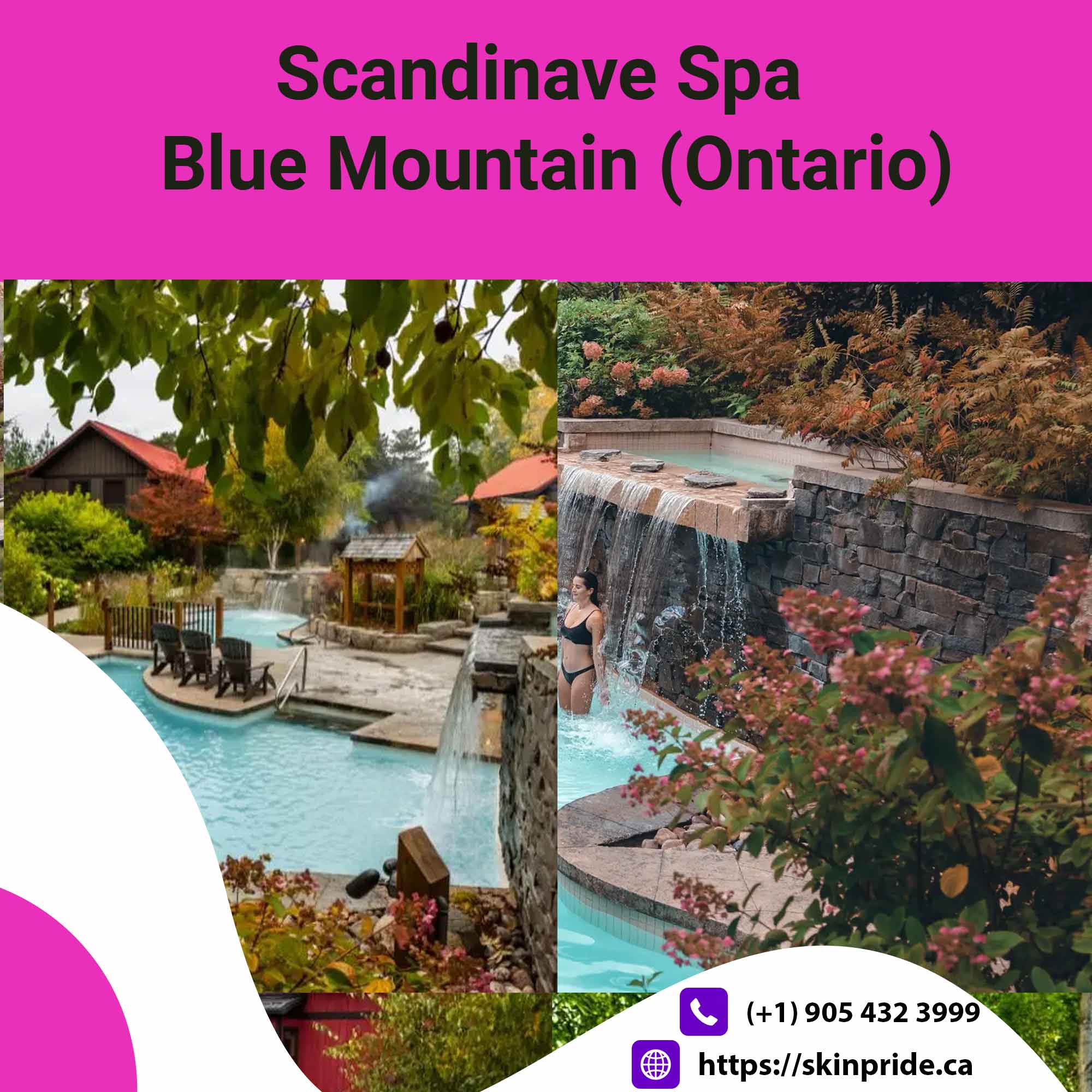 Blue Mountain (Ontario): "Scandinave Spa at Blue Mountain, offering Nordic-inspired hydrotherapy in tranquil surroundings, with hot and cold plunges, saunas, and relaxation lounges.