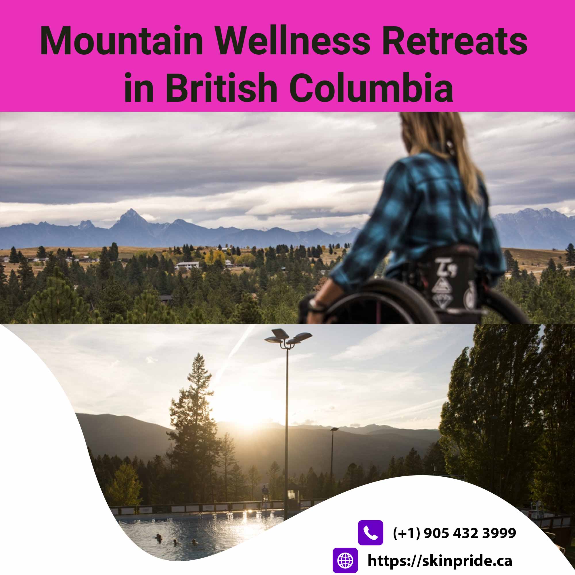 Mountain Wellness Retreats in British Columbia: "Immersive mountain wellness retreat in British Columbia’s pristine wilderness, offering programs in fitness, detox, and mindfulness, perfect for reconnecting with nature and oneself.