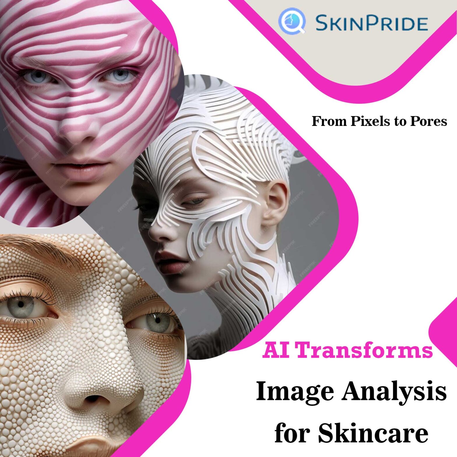 Machine learning in skincare: SkinPride app analyzing facial pores and texture to improve skin health.